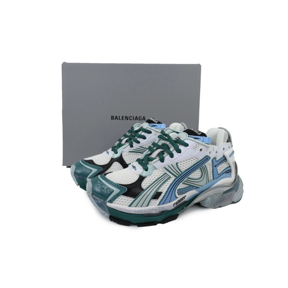 Balenciaga Runner Sneaker White Blue Green 772767W3RMU9034