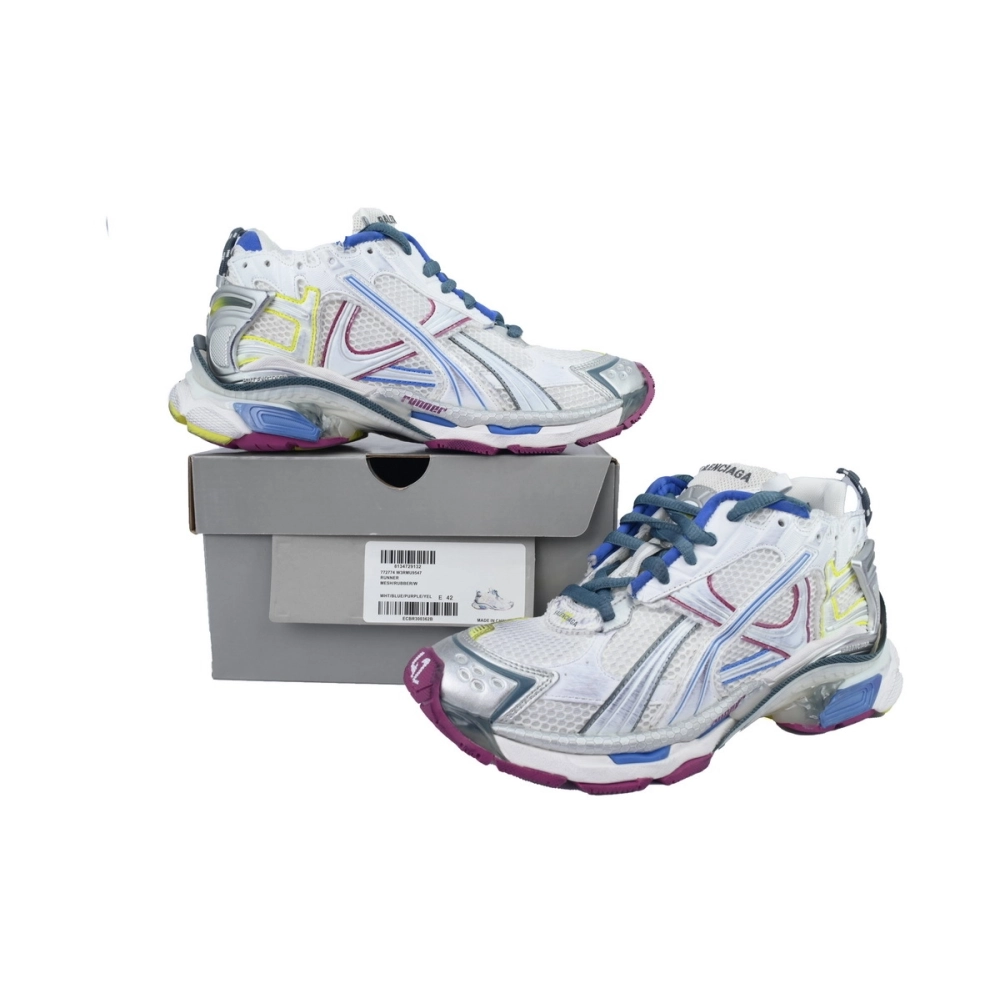 Balenciaga Runner Sneaker White Purple Blue 772767 W3RMU 9547