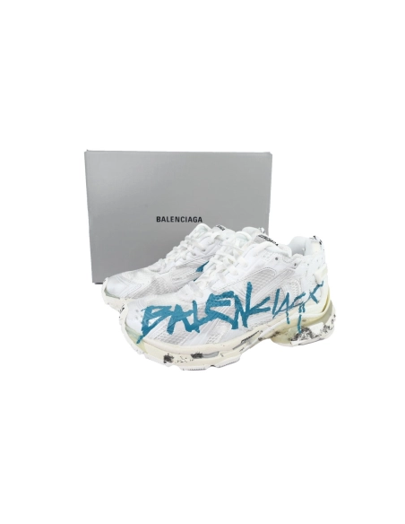 Balenciaga Runner Sneaker Graffiti White Blue 772774 W3RBQ 9040