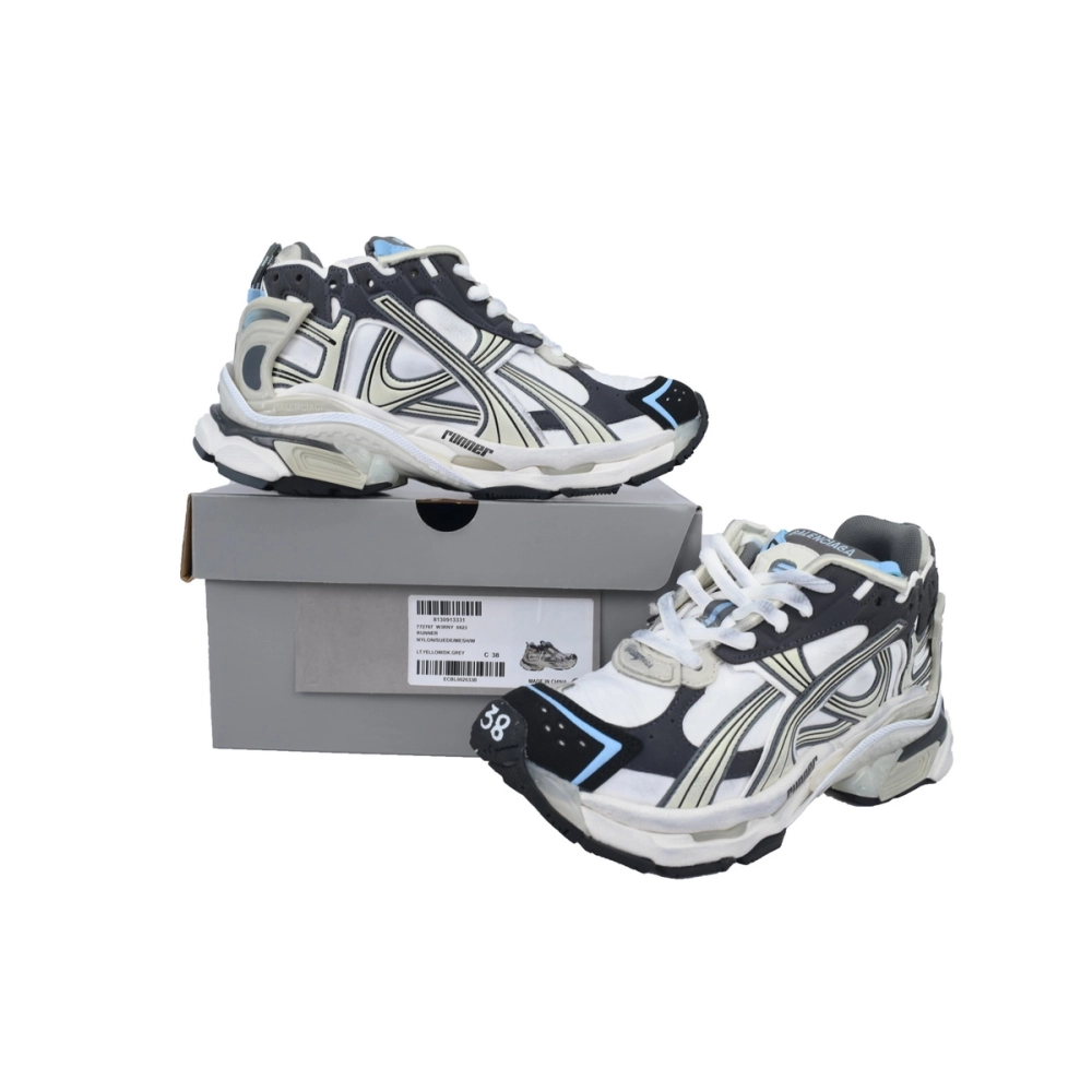 Balenciaga Runner Sneaker Silver White Black 772767 W3RNY 0623