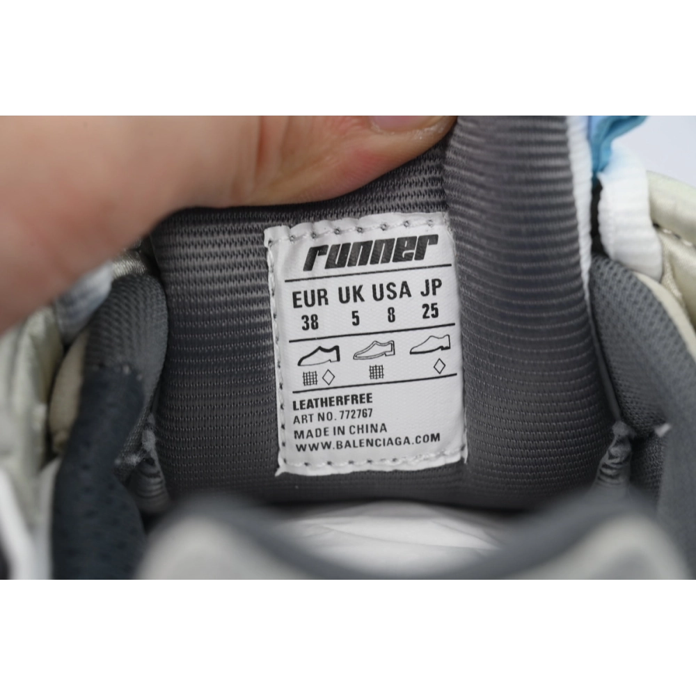 Balenciaga Runner Sneaker Silver White Black 772767 W3RNY 0623