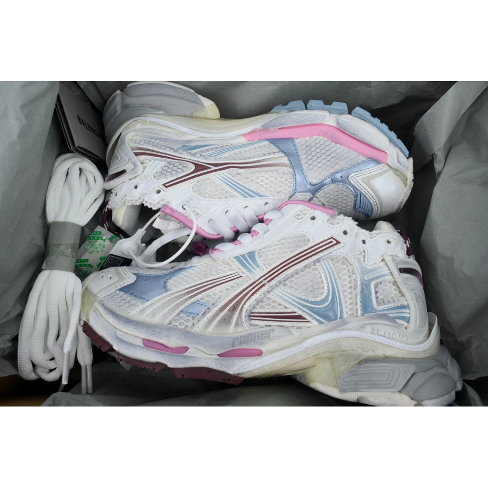 Balenciaga Runner Sneaker White Blue Pink 772767 WRUNG 3120