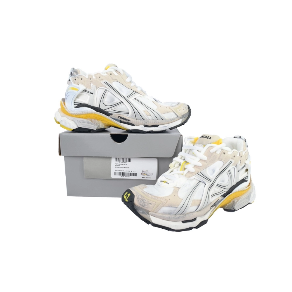 Balenciaga Runner Sneaker White Yellow 772767 W3RNY 9170
