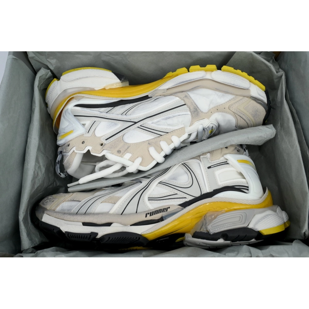 Balenciaga Runner Sneaker White Yellow 772767 W3RNY 9170
