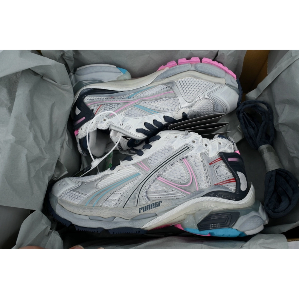 Balenciaga Runner Sneaker Grey White And Pink Black 772767 W3RNY 0322