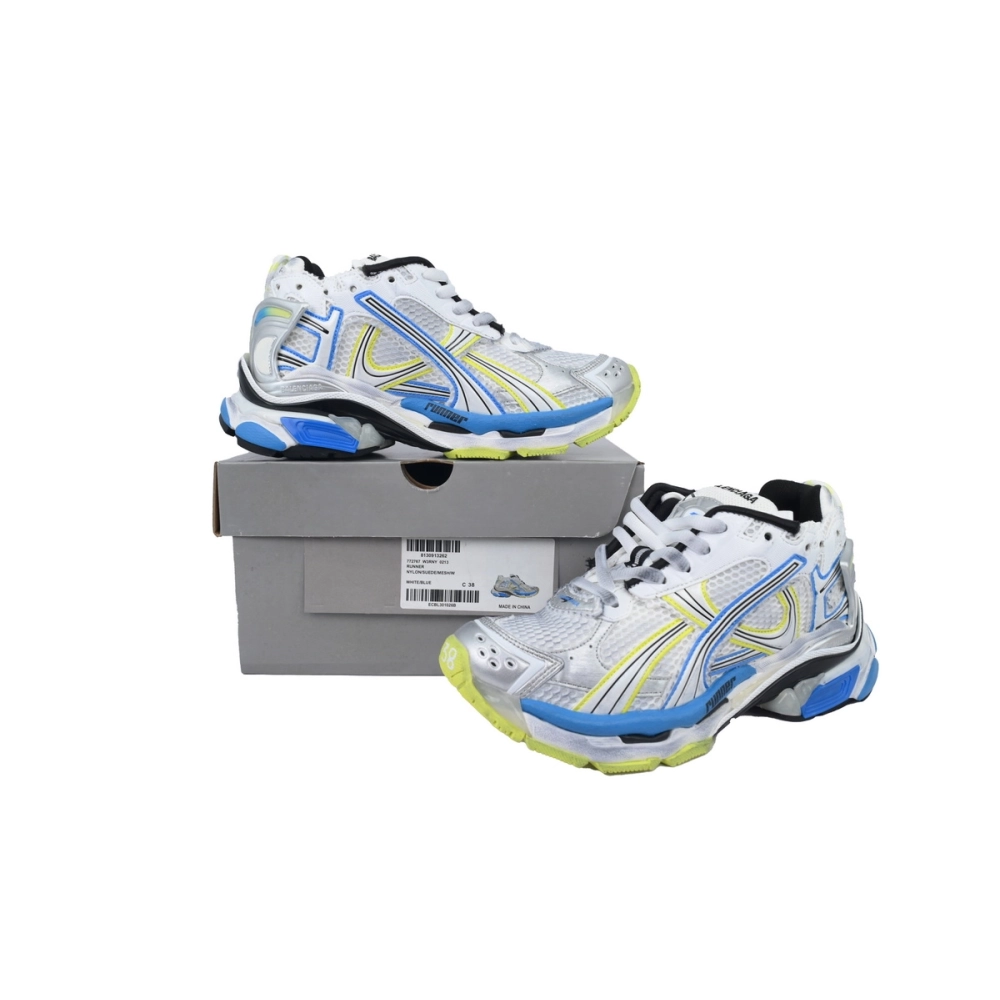 Balenciaga Runner Sneaker White Blue Yellow 772767 W3RNY 0213