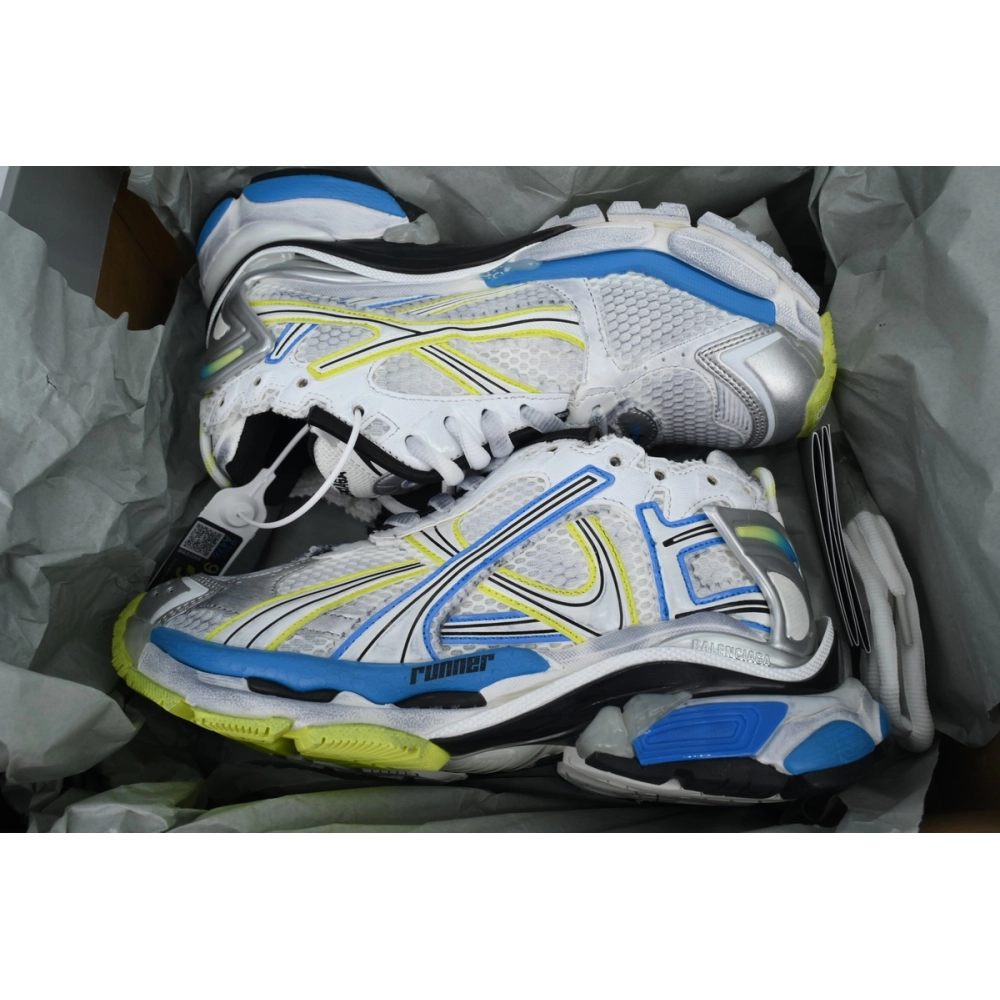 Balenciaga Runner Sneaker White Blue Yellow 772767 W3RNY 0213
