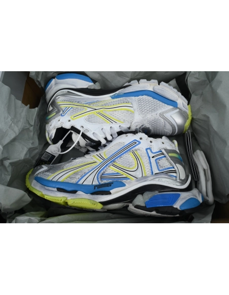 Balenciaga Runner Sneaker White Blue Yellow 772767 W3RNY 0213