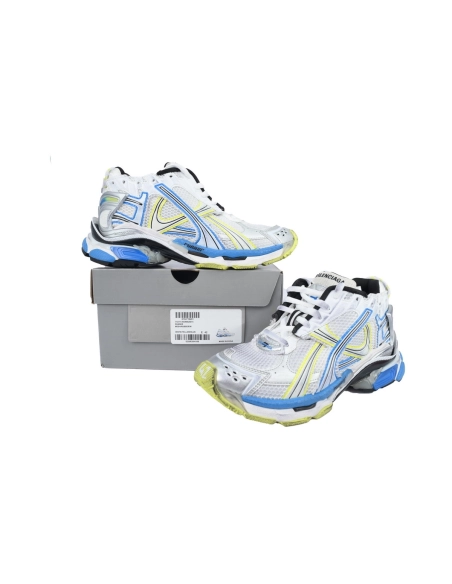 Balenciaga Runner Sneaker White Yellow Blue 772774 W3RMU 9074