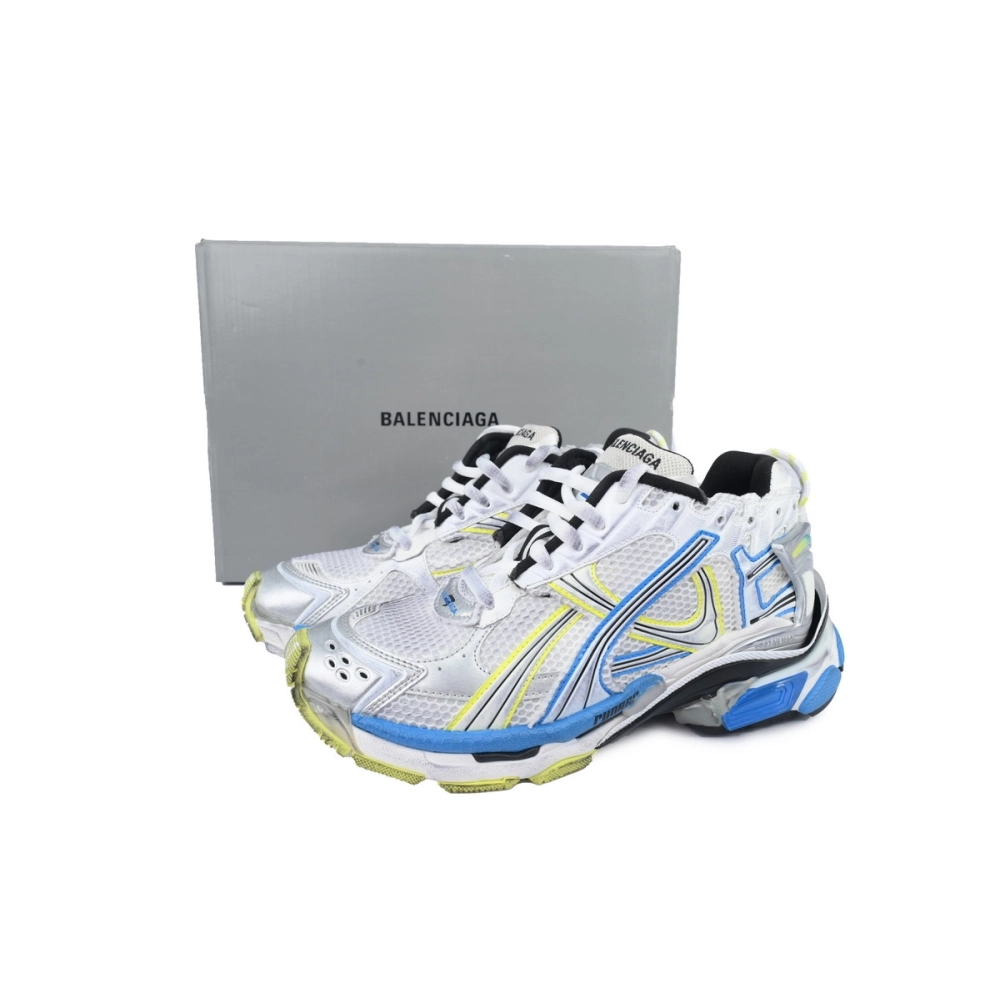 Balenciaga Runner Sneaker White Yellow Blue 772774 W3RMU 9074