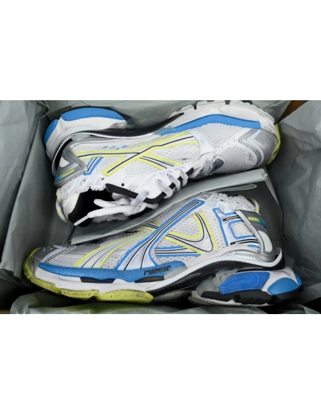 Balenciaga Runner Sneaker White Yellow Blue 772774 W3RMU 9074