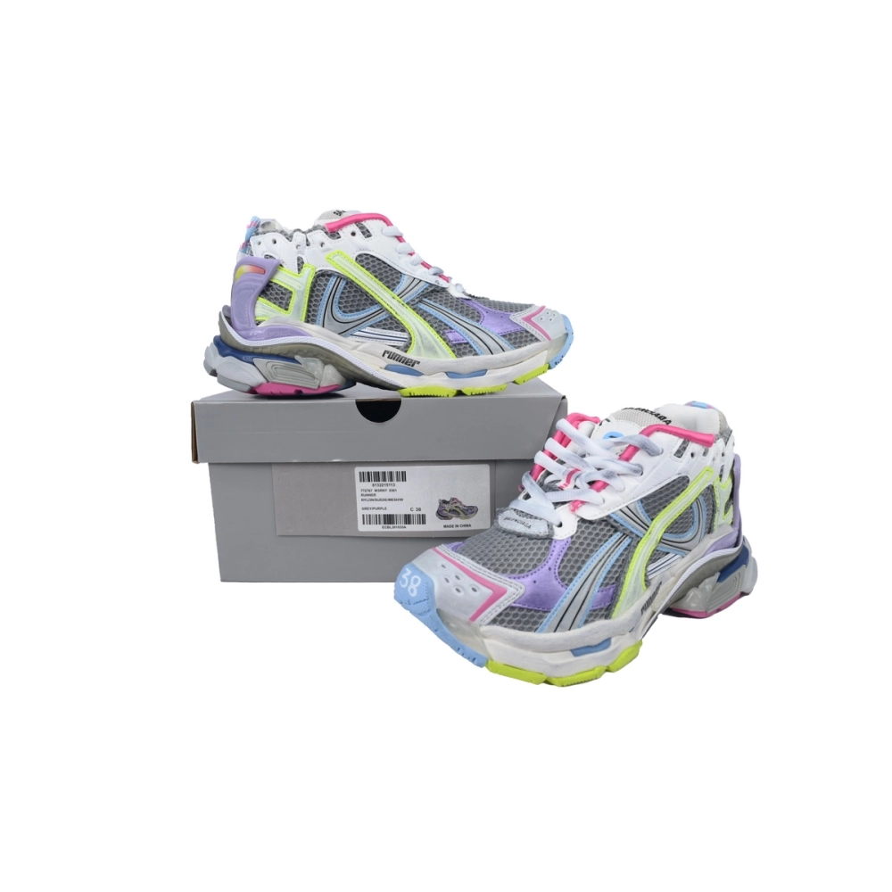 Balenciaga Runner Sneaker Pink Purple And Fluorescent Green 772767 W3RNY 0361