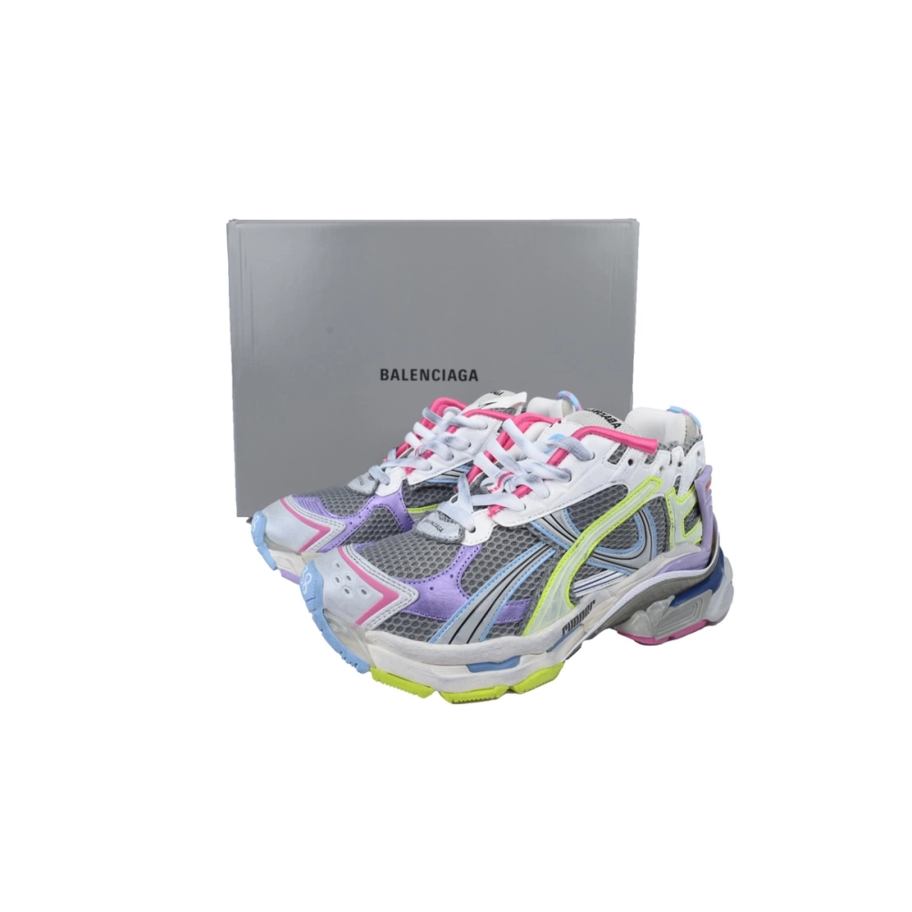 Balenciaga Runner Sneaker Pink Purple And Fluorescent Green 772767 W3RNY 0361
