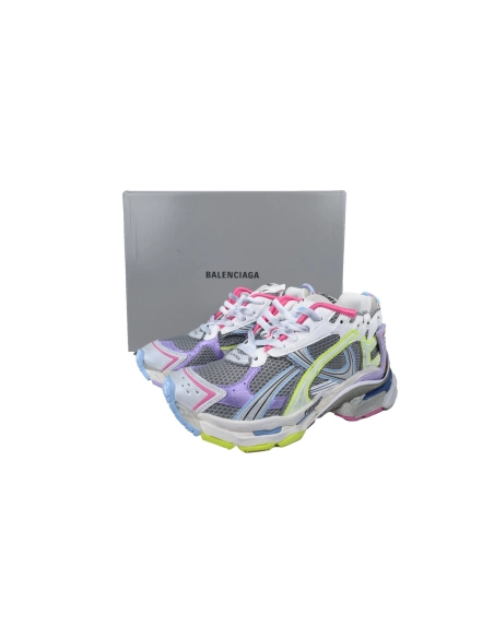 Balenciaga Runner Sneaker Pink Purple And Fluorescent Green 772767 W3RNY 0361