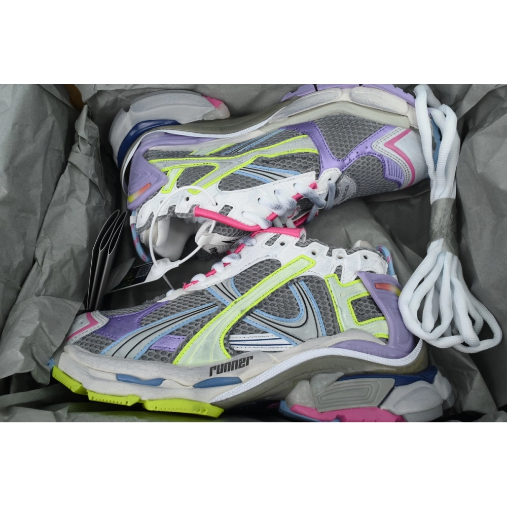Balenciaga Runner Sneaker Pink Purple And Fluorescent Green 772767 W3RNY 0361