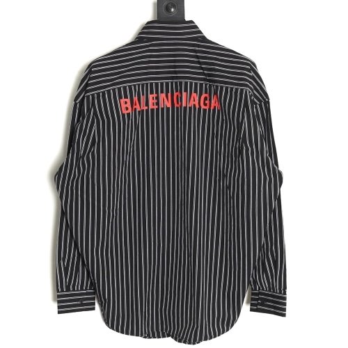 Balenciaga Red Back Print Striped Shirt,Balenciaga