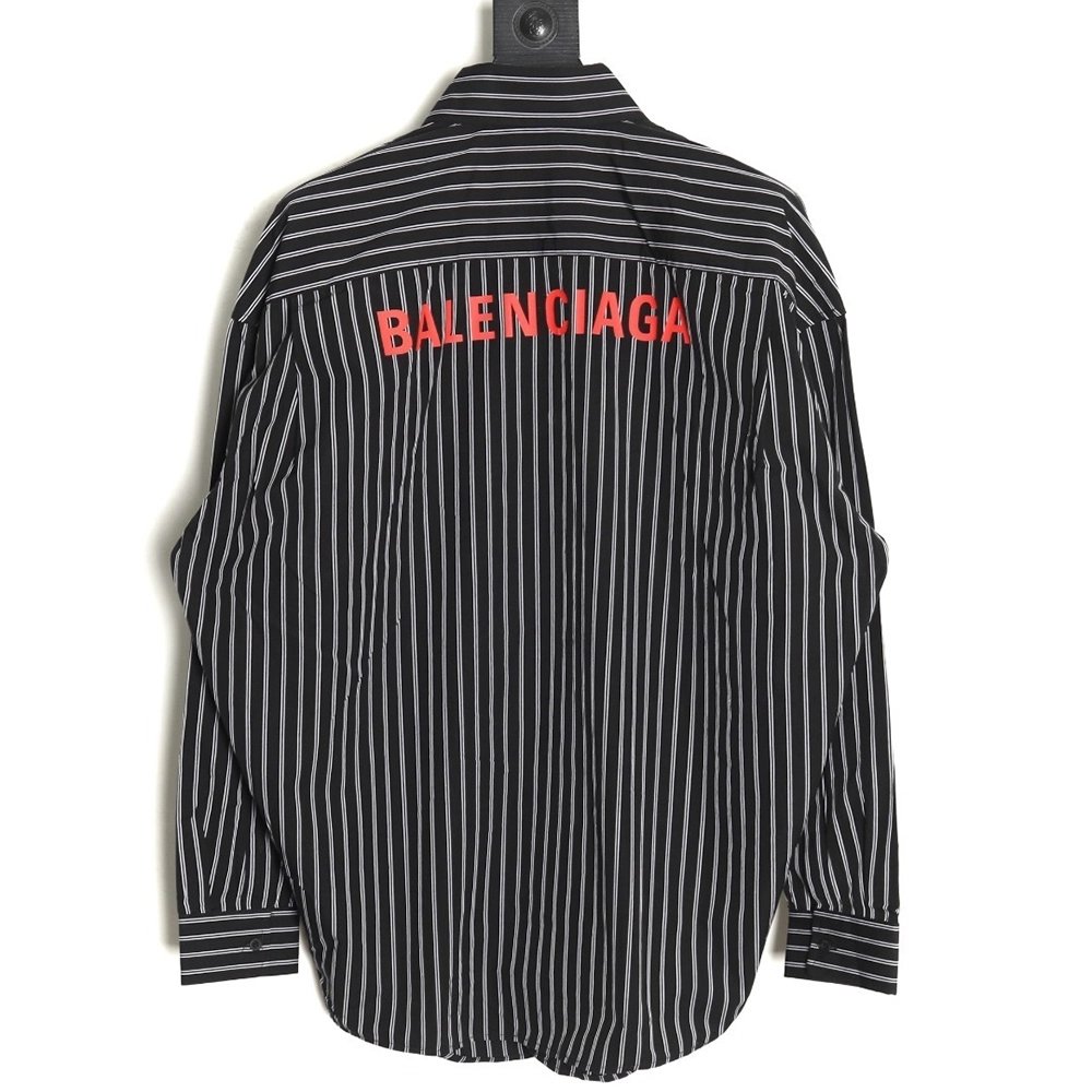Balenciaga Red Back Print Striped Shirt,Balenciaga