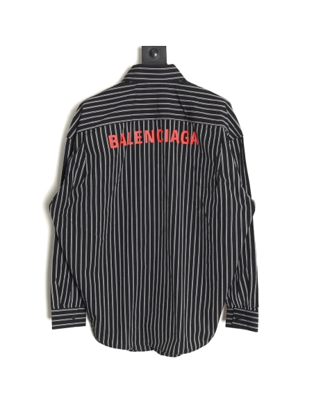 Balenciaga Red Back Print Striped Shirt,Balenciaga