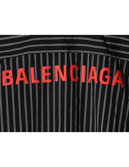 Balenciaga Red Back Print Striped Shirt,Balenciaga