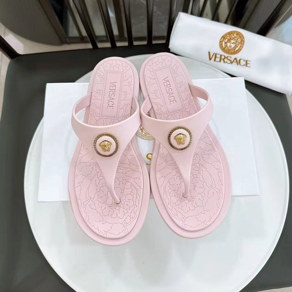 Versace Alia Medusa Rubber Thong Sandals,Versace Slides