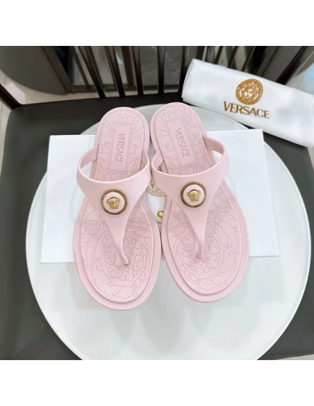 Versace Alia Medusa Rubber Thong Sandals,Versace Slides