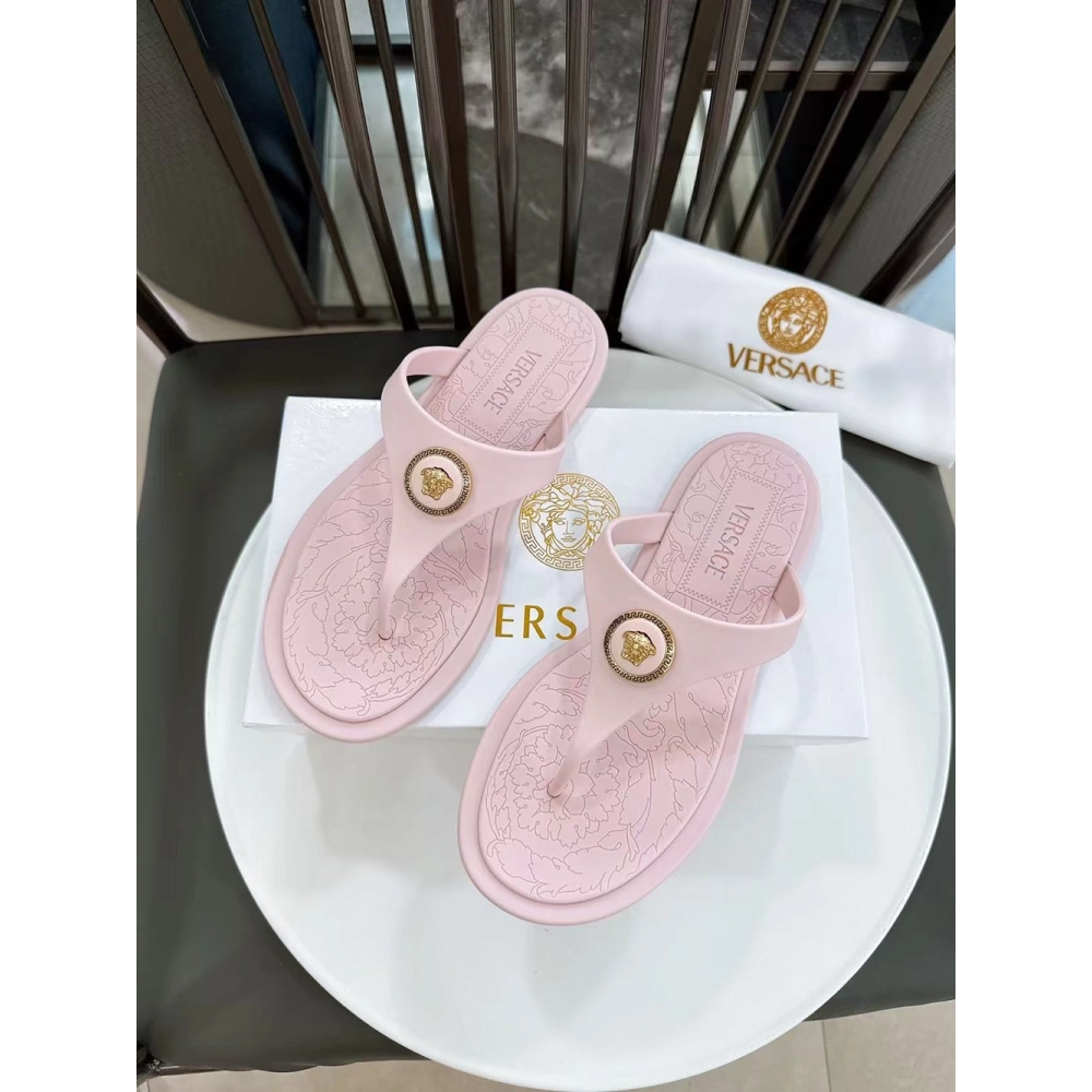 Versace Alia Medusa Rubber Thong Sandals,Versace Slides
