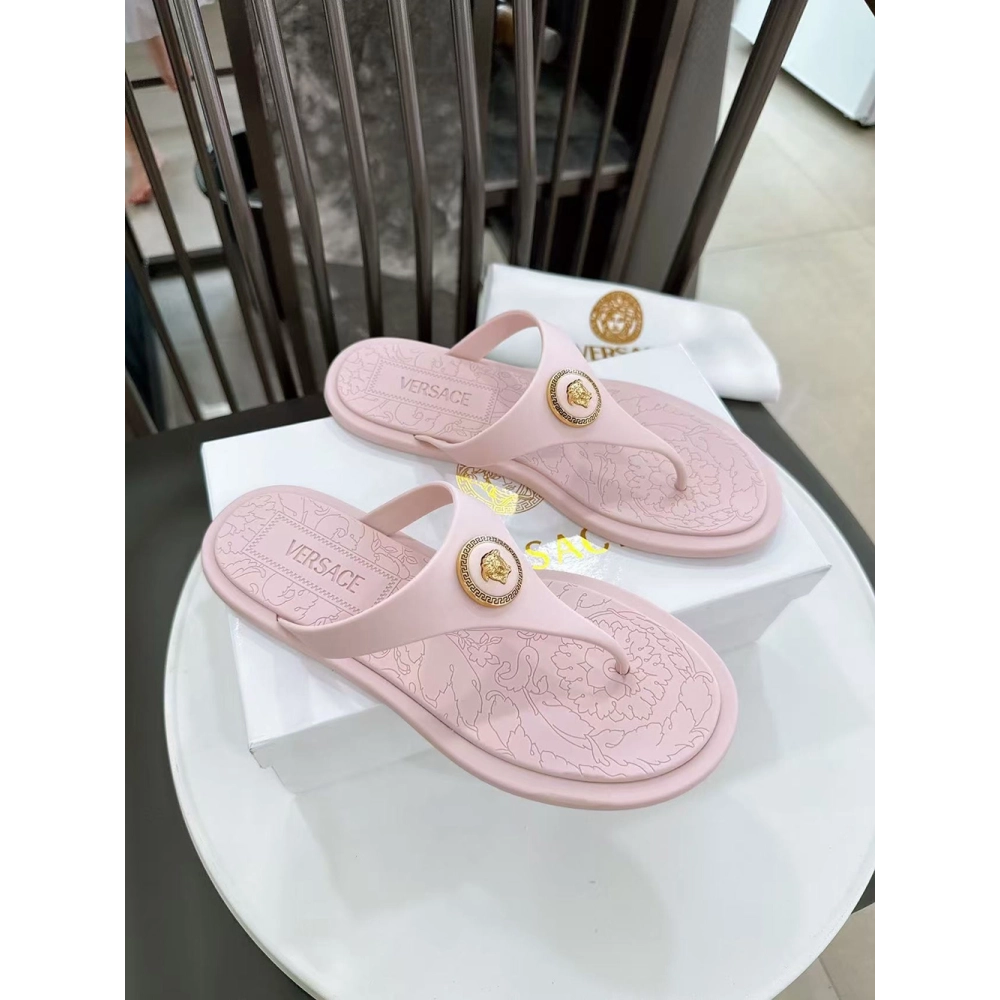 Versace Alia Medusa Rubber Thong Sandals,Versace Slides