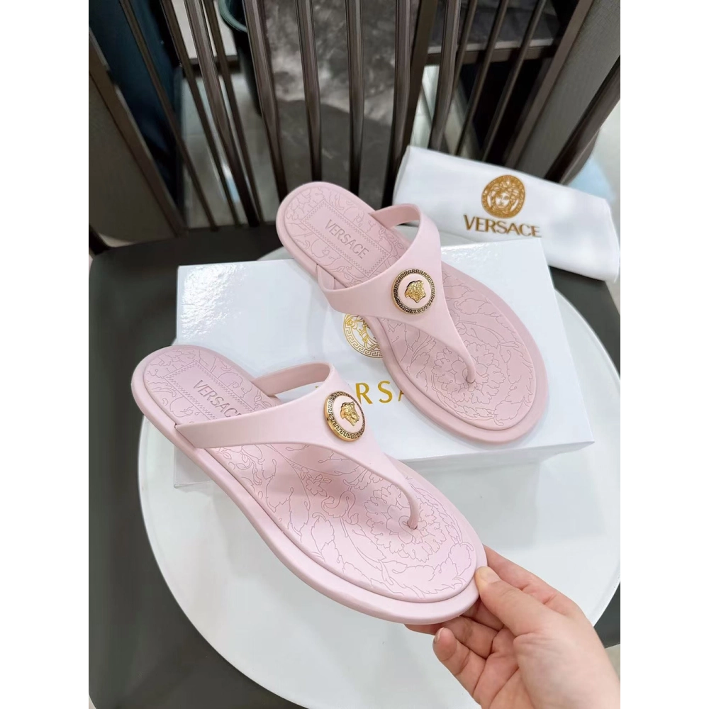 Versace Alia Medusa Rubber Thong Sandals,Versace Slides