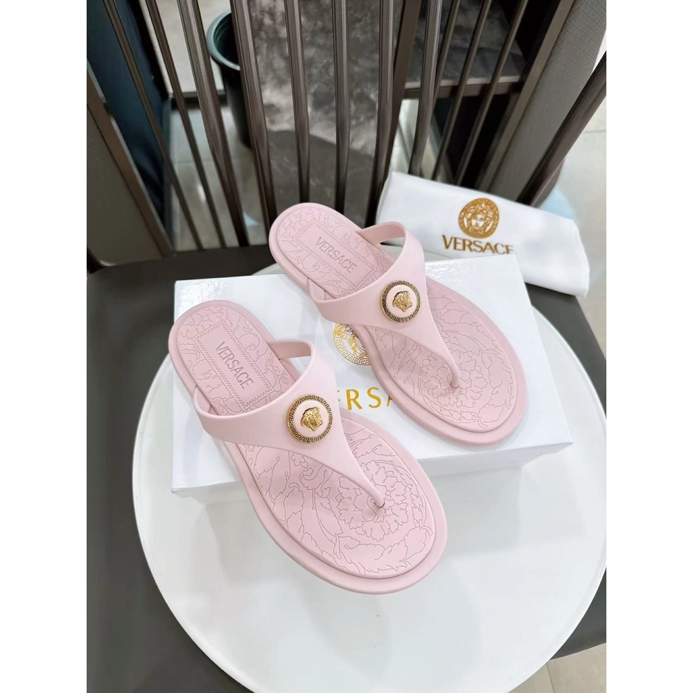 Versace Alia Medusa Rubber Thong Sandals,Versace Slides