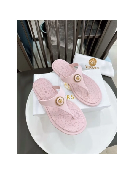 Versace Alia Medusa Rubber Thong Sandals,Versace Slides
