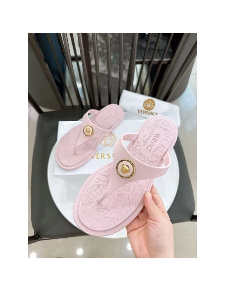 Versace Alia Medusa Rubber Thong Sandals,Versace Slides