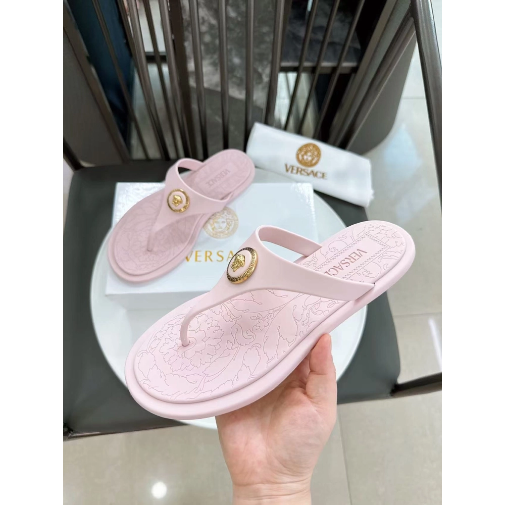 Versace Alia Medusa Rubber Thong Sandals,Versace Slides