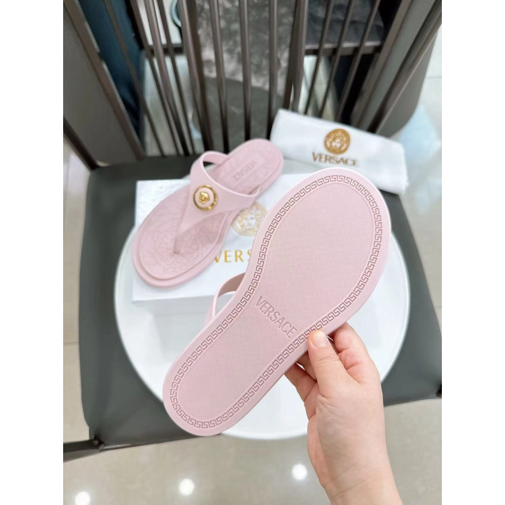 Versace Alia Medusa Rubber Thong Sandals,Versace Slides