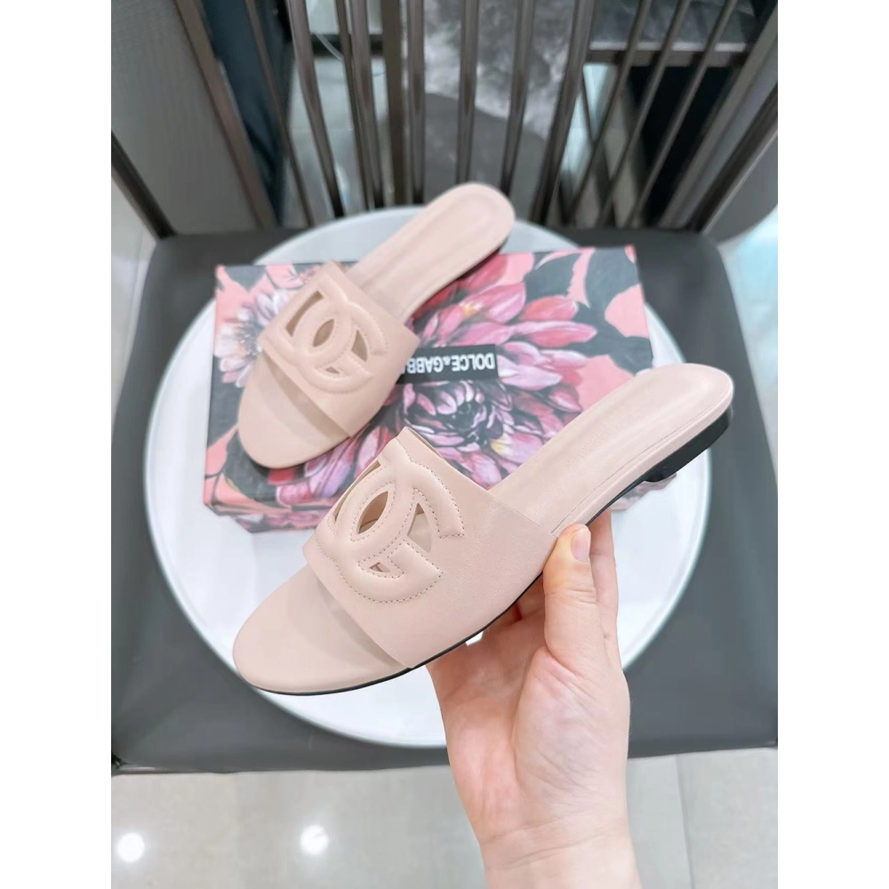 Dolce Gabbana Calfskin slides with DG logo,Dolce Gabbana Shoes
