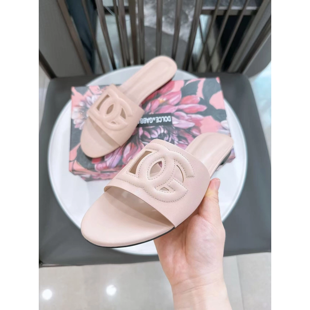 Dolce Gabbana Calfskin slides with DG logo,Dolce Gabbana Shoes