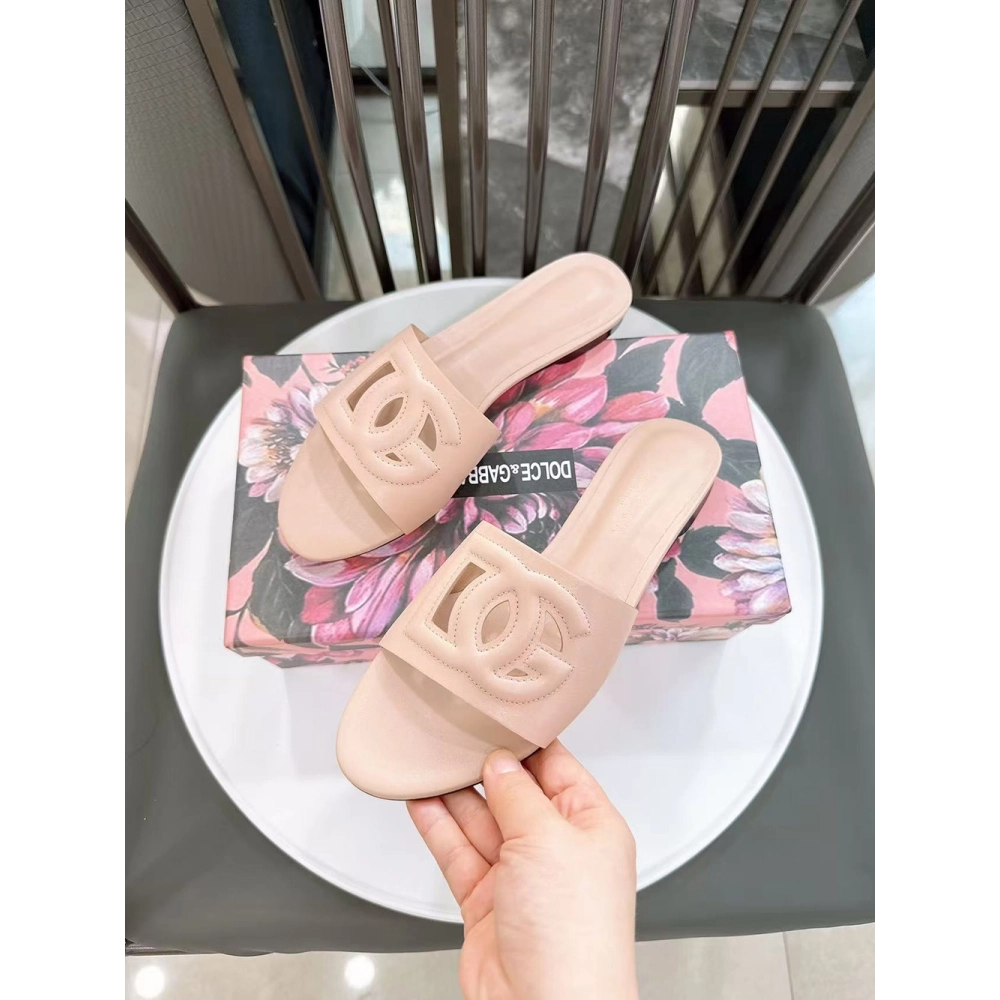 Dolce Gabbana Calfskin slides with DG logo,Dolce Gabbana Shoes