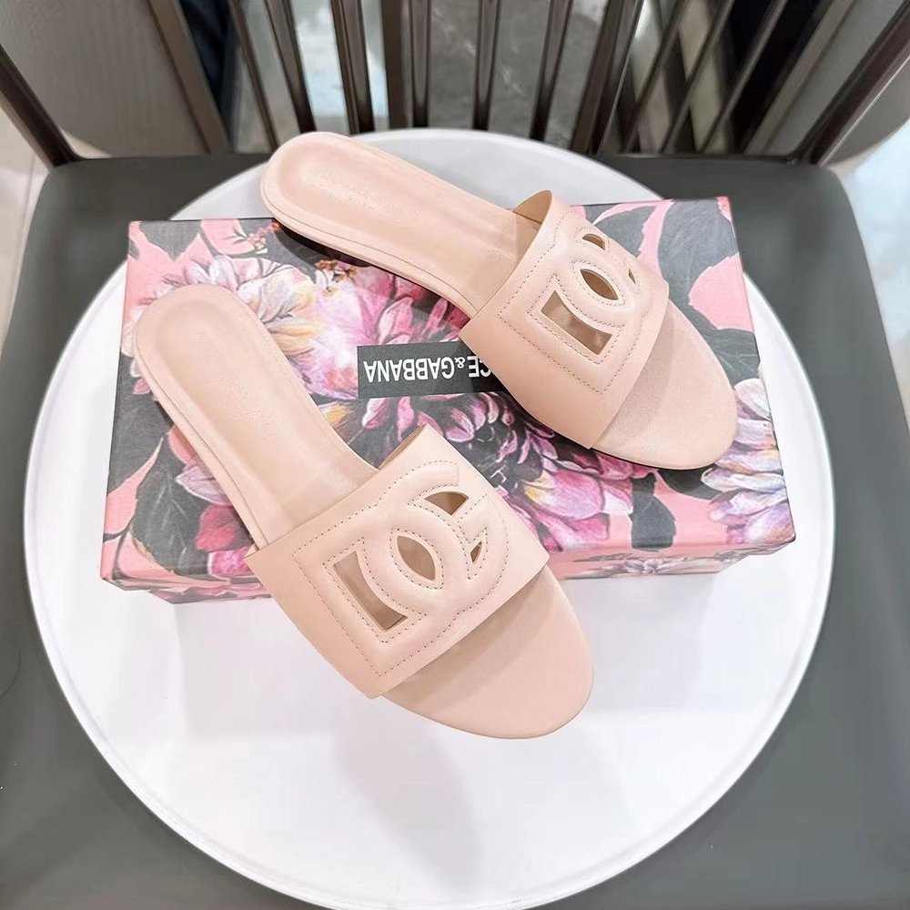 Dolce Gabbana Calfskin slides with DG logo,Dolce Gabbana Shoes