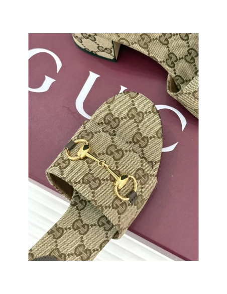 Gucci Siaga GG Monogram Canvas Block-Heel Sandals Heel:5.5cm,Gucci Slides