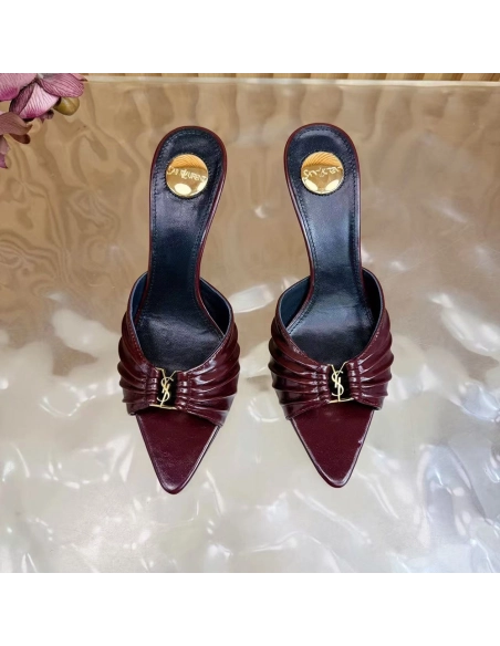 Saint Laurent Babylone YSL Ruched Leather Mule Sandals,Saint Laurent Sneakers