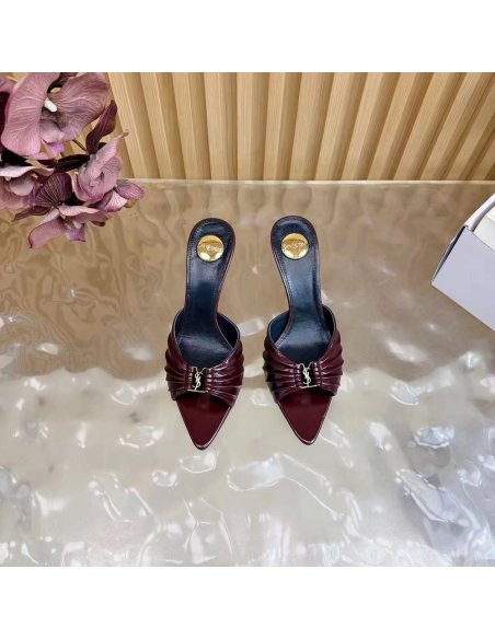 Saint Laurent Babylone YSL Ruched Leather Mule Sandals,Saint Laurent Sneakers