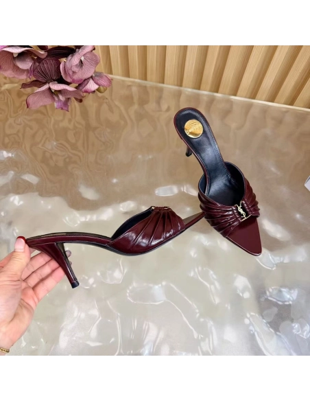 Saint Laurent Babylone YSL Ruched Leather Mule Sandals,Saint Laurent Sneakers