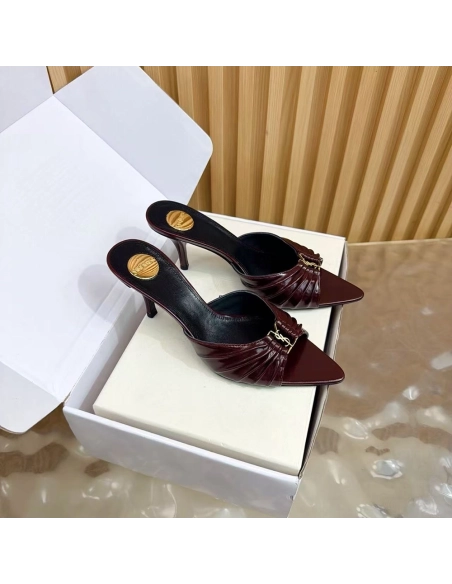 Saint Laurent Babylone YSL Ruched Leather Mule Sandals,Saint Laurent Sneakers