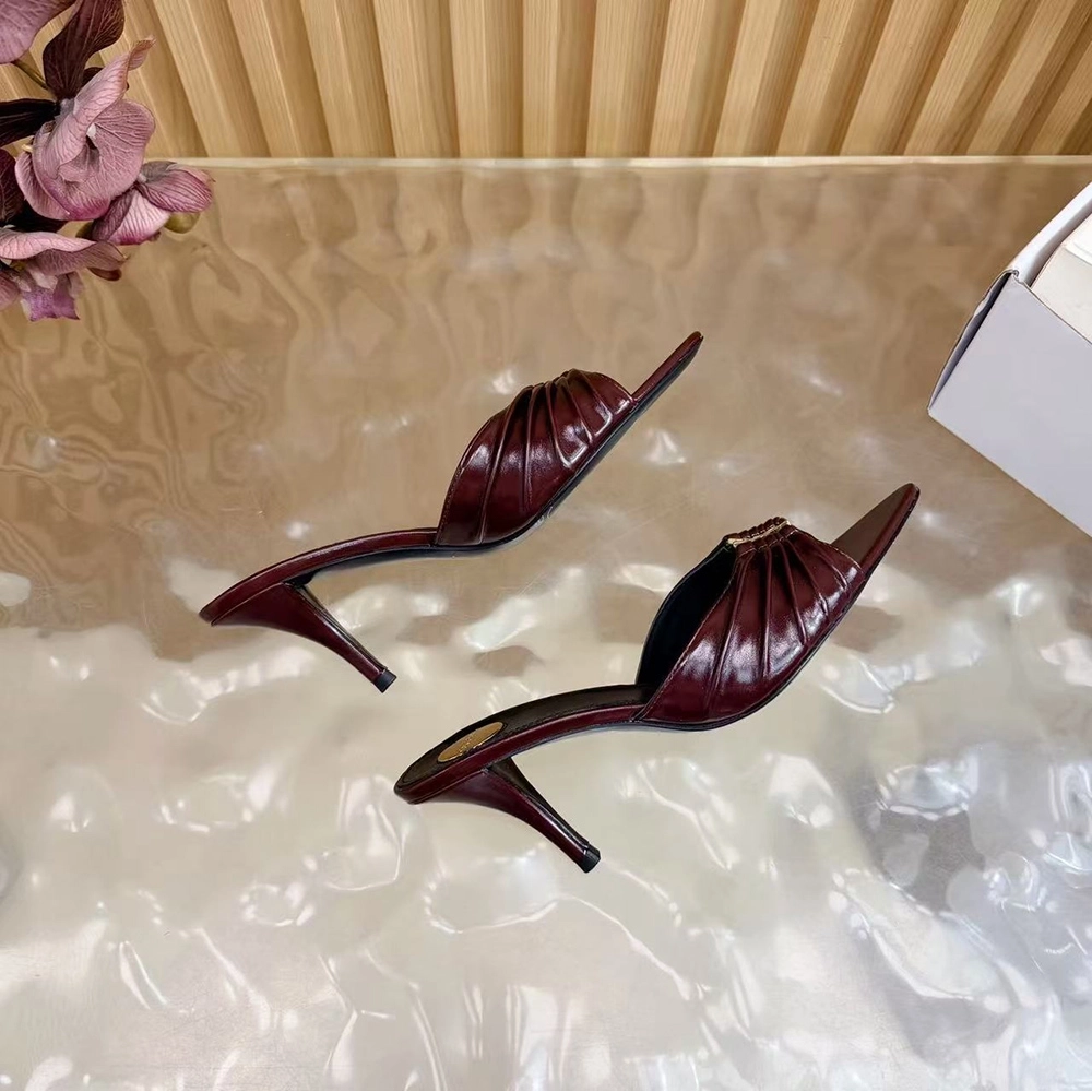 Saint Laurent Babylone YSL Ruched Leather Mule Sandals,Saint Laurent Sneakers