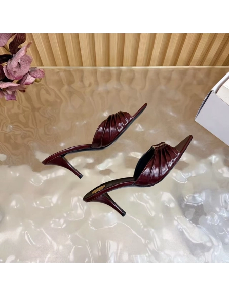 Saint Laurent Babylone YSL Ruched Leather Mule Sandals,Saint Laurent Sneakers