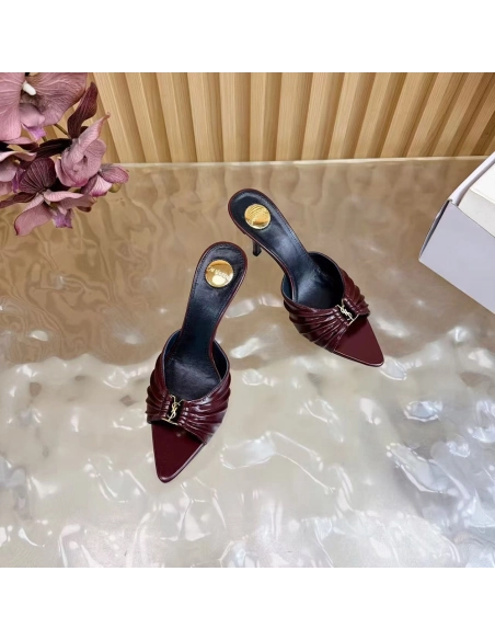 Saint Laurent Babylone YSL Ruched Leather Mule Sandals,Saint Laurent Sneakers