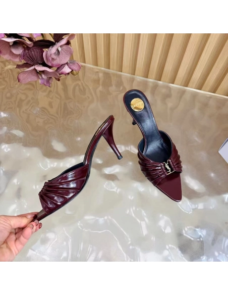 Saint Laurent Babylone YSL Ruched Leather Mule Sandals,Saint Laurent Sneakers