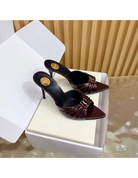 Saint Laurent Babylone YSL Ruched Leather Mule Sandals,Saint Laurent Sneakers