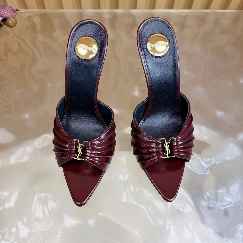 Saint Laurent Babylone YSL Ruched Leather Mule Sandals,Saint Laurent Sneakers