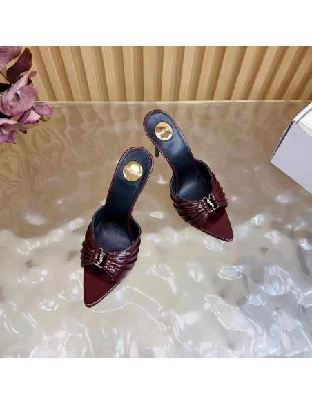 Saint Laurent Babylone YSL Ruched Leather Mule Sandals,Saint Laurent Sneakers