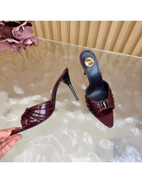 Saint Laurent Babylone YSL Ruched Leather Mule Sandals,Saint Laurent Sneakers